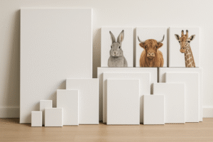 Handmade blank white canvases in various sizes with printed animal art – premium UAE quality