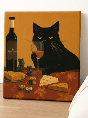 Elegant Black Cat – Handmade Canvas