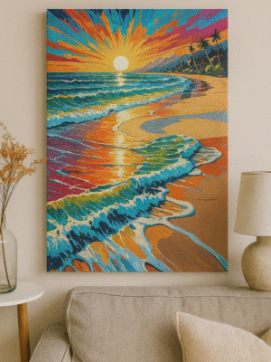 Mediterranean Window View – Handmade Canvas