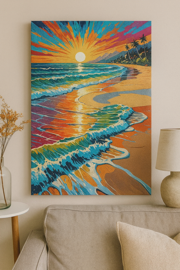 Mediterranean Window View – Handmade Canvas