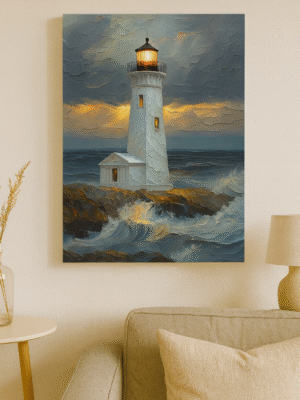 Lighthouse Serenity – Handmade Canvas