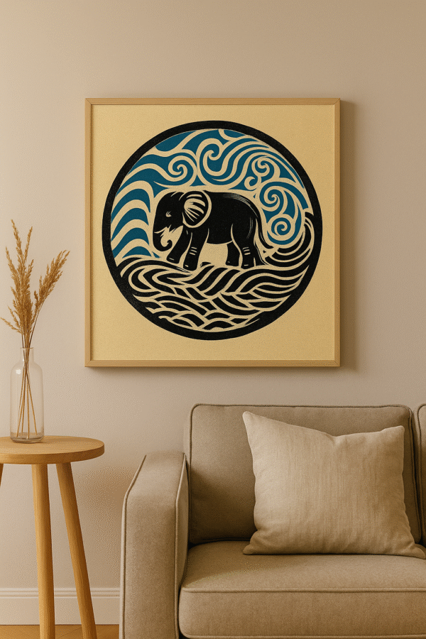 Elephant in the Waves – Handmade Canvas