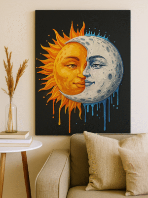 Sun and Moon Harmony – Handmade Canvas