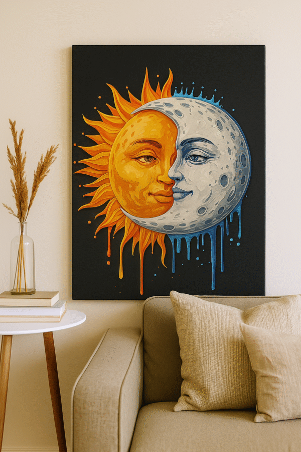 Sun and Moon Harmony – Handmade Canvas