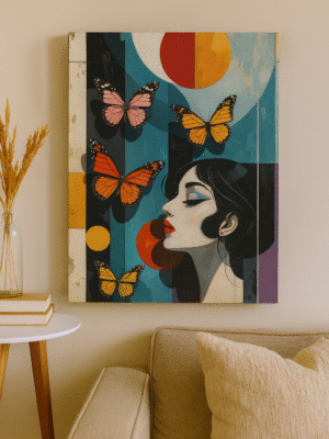 Woman with Butterflies – Handmade Canvas