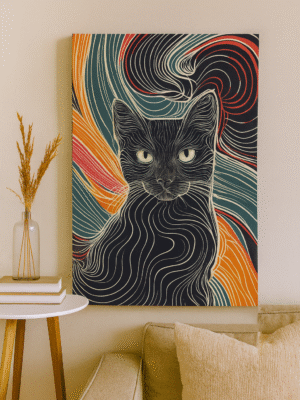 Abstract Cat – Handmade Canvas