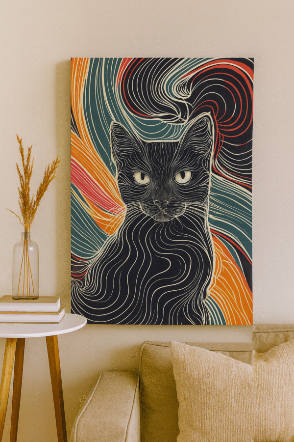 Abstract Cat – Handmade Canvas
