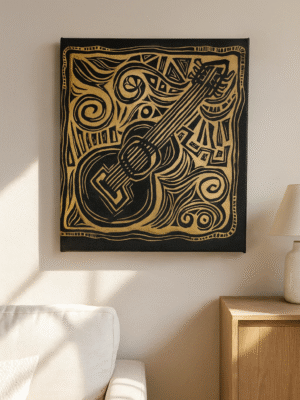 Golden Guitar – Handmade Canvas