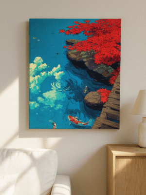Koi Pond Serenity – Handmade Canvas