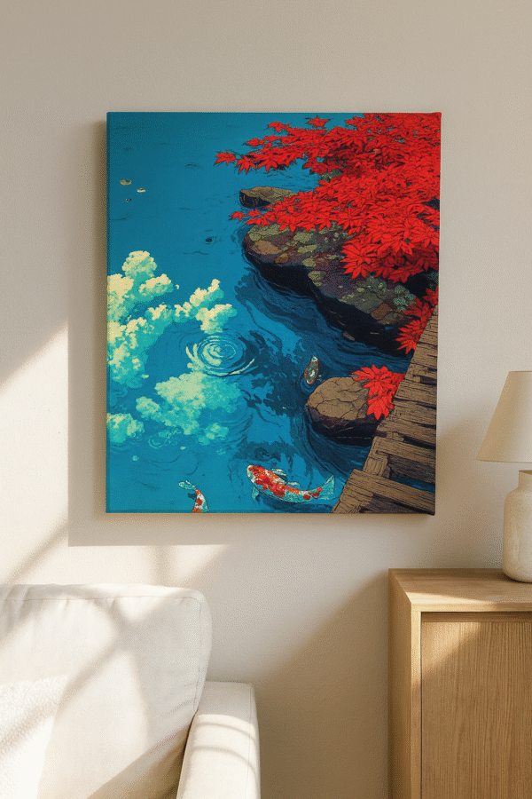 Koi Pond Serenity – Handmade Canvas