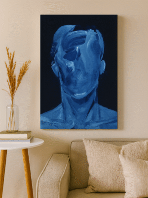 Abstract Blue Face – Handmade Canvas