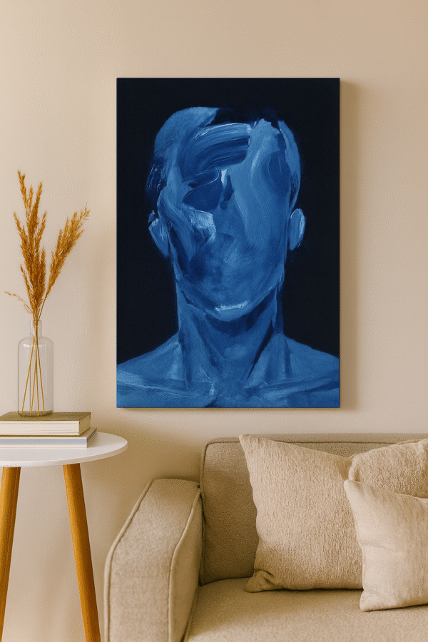 Abstract Blue Face – Handmade Canvas