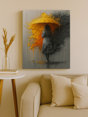 The Yellow Umbrella – Handmade Canvas