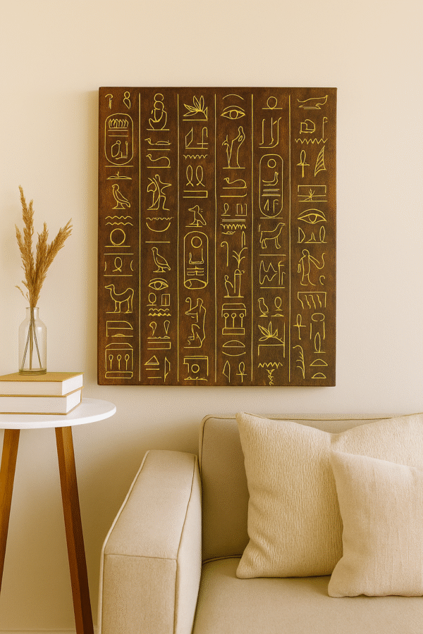Golden Hieroglyphs – Handmade Canvas