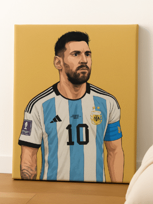 Lionel Messi Golden Glory – Handmade Canvas