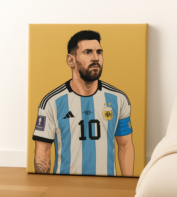 Lionel Messi Golden Glory – Handmade Canvas