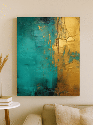 Teal Gold Serenity – Handmade Canvas