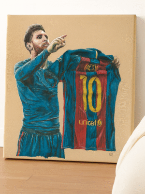 Lionel Messi Shirt Celebration – Handmade Canvas