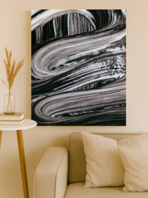 Monochrome Flow – Handmade Canvas
